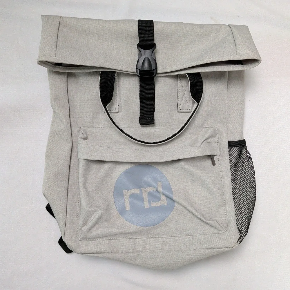 Gray Roll Top Backpack Travel Daily Utility